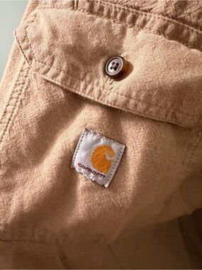 Carhartt Loose Fit Canvas Twill Button Down Long Sleeve Work Shirt Tan 2XL